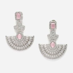 DressBerry Pink Rhodium-Plated AD Studded Drop Earrings-12