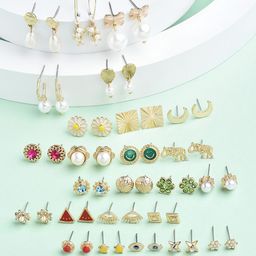 AMI Set of 25 Gold-Plated Contemporary Studs Earrings-31