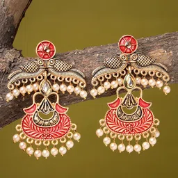 ADIVA Gold-Plated Peacock Shaped Drop Earrings-16