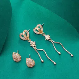 aadita Set Of 2 Rose Gold Plated Classic Drop Earrings-38