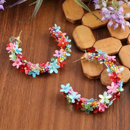 UNIVERSITY TRENDZ Floral Hoop Earrings-image-25