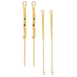 Vighnaharta Set Of 2 Gold-Plated Drop Ear Chain-3