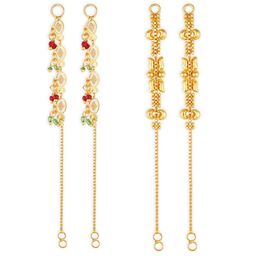 Vighnaharta Set Of 2 Gold-Plated Ear Chain-15