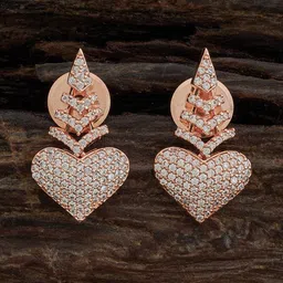 Kushal's Fashion Jewellery Rose Gold-Plated Zircon-Studded Classic Drop Earrings-image-62
