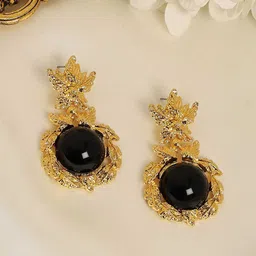 SOHI Gold-Toned Floral Drop Earrings-image-59