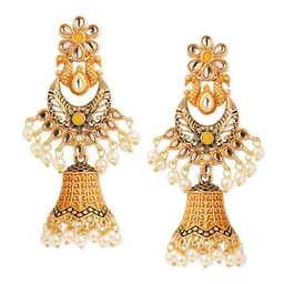 Anouk Gold-Toned Brass-Plated Beaded Floral Jhumkas-48