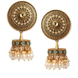 Anouk Brass-Plated Floral Beaded Jhumkas-image-36