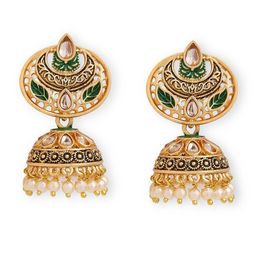 Anouk Brass-Plated Floral Beaded Jhumkas-image-39