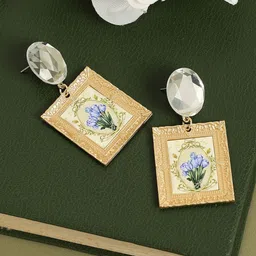 SOHI Gold-Plated Square Drop Earrings-0