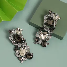 DressBerry Silver-Plated Square Shaped Drop Earrings-6