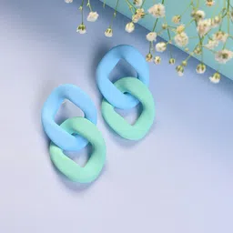 SOHI Blue Contemporary Drop Earrings-image-20