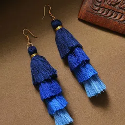 SOHI Blue Contemporary Drop Earrings-picture-3
