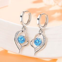 MYKI Silver-Plated Blue Contemporary Drop Earrings-image-26