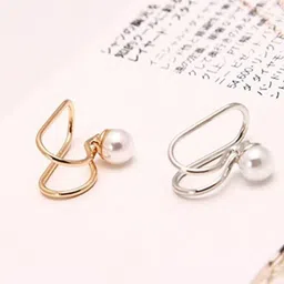 EL REGALO Set Of 3 Pearl Studded Contemporary Ear Cuff-image-30