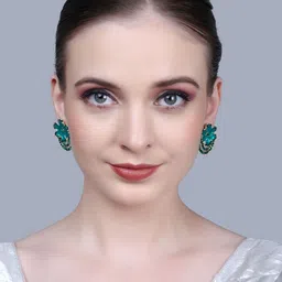 DEGHLAM Silver-Plated Cubic Zirconia Studded Floral Shaped Drop Earrings-55