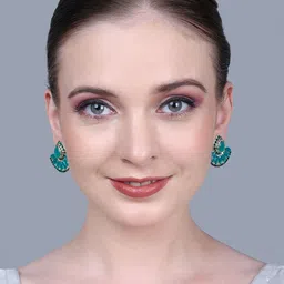 DEGHLAM Silver-Plated Cubic Zirconia Studded Crescent Shaped Drop Earrings-image-49