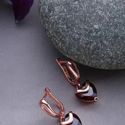 SOHI Rose Gold & Red Gold-Plated Heart Shaped Drop Earrings-11