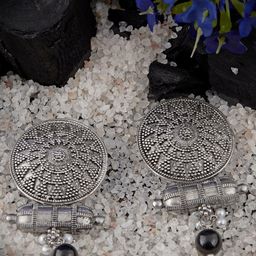 GRLIE Artificial Beads Oxidised Drop Earrings image 1
