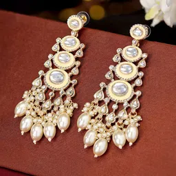 Priyaasi Gold Plated Kundan Drop Earrings-54