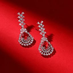Priyaasi Silver-Plated AD Stone Studded Contemporary Drop Earrings-25