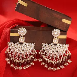 Priyaasi Gold-Plated Classic Kundan Chandbalis Earrings-69