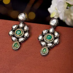 Priyaasi Gold Plated Kundan Drop Earrings-52