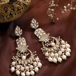Priyaasi Brass Gold-Plated Contemporary Drop Earrings-32