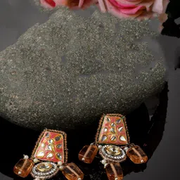 DUGRISTYLE Kundan Contemporary Drop Earrings-10