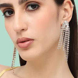 SOHI Silver Plated Contemporary Drop Earrings-56