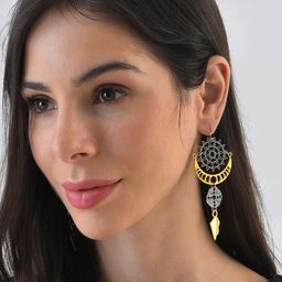 SOHI Silver Plated Contemporary Drop Earrings-60