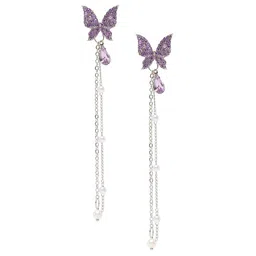 YouBella Silver-Plated Stone Studded Drop Earrings-image-43