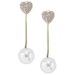 Shining Diva Fashion Gold-Plated Stones Studded Contemporary Drop Earrings-84
