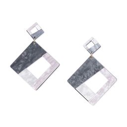Blisscovered White & Grey Square Drop Earrings-image-93