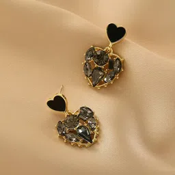 Shining Diva Fashion Black Contemporary Drop Earrings-45