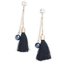 Blisscovered Black Contemporary Tasselled Drop Earrings-43
