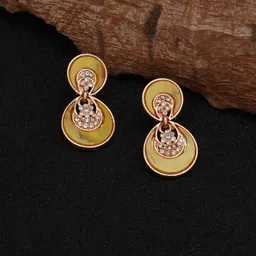 Mali Fionna Gold-Plated Stone Studded Contemporary Drop Earrings-image-38