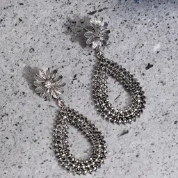 SOHI Silver-Plated Contemporary Drop Earrings-image-53