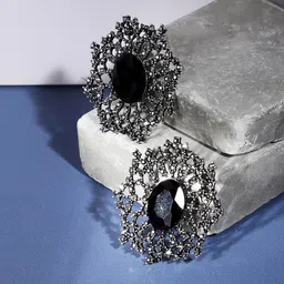 SOHI Silver-Plated Contemporary Stud Earrings-11