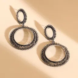 SOHI Silver-Plated Contemporary Drop Earrings-28