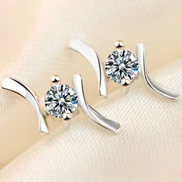 MYKI Silver-Plated Contemporary Stud Earrings-3