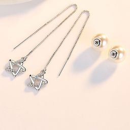MYKI Silver-Plated Contemporary Pearl Drop Earrings-63