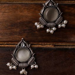 VENI Silver-Plated Beads-Studded Contemporary Studs Earrings-74