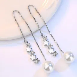 MYKI Silver-Plated Contemporary Drop Earrings-56