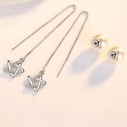 MYKI Silver-Plated Contemporary Drop Earrings-image-11