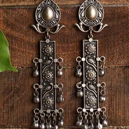 VENI Silver-Plated Contemporary Drop Earrings-31