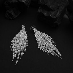 SOHI Silver-Toned Contemporary Drop Earrings-image-83