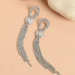 SOHI Silver-Toned Contemporary Drop Earrings-12