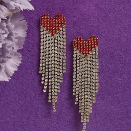 SOHI Silver-Plated Tasselled Contemporary Drop Earrings-32