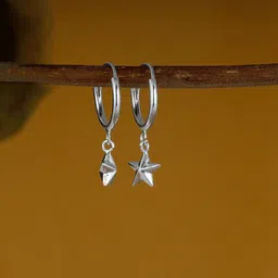 GIVA 925 Sterling Silver Rhodium Plated Star Hanging Earring-image-82