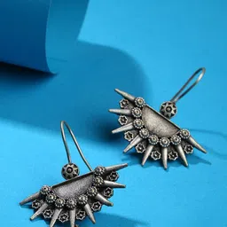 SOHI Silver-Toned & Plated Crescent Shaped Contemporary Drop Earrings-image-58